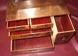 Antique 36" Tall 5-Drawer Korean Style Wooden Table Top Vanity Chest w/ Mirror
