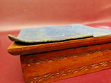 Antique 6x6" Small Hand Carved Square Lidded Wooden Jewelry Trinket Box