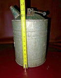 Antique Behren's 3-Gallon 13.5" Tall Galvanized Tin Gas Can w/ Swivel Handle