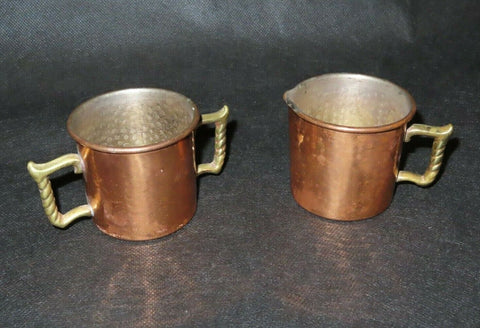 Vintage "Colonial Virginia" Hand Hammered Copper 2.5" Tall Cream & Sugar Set