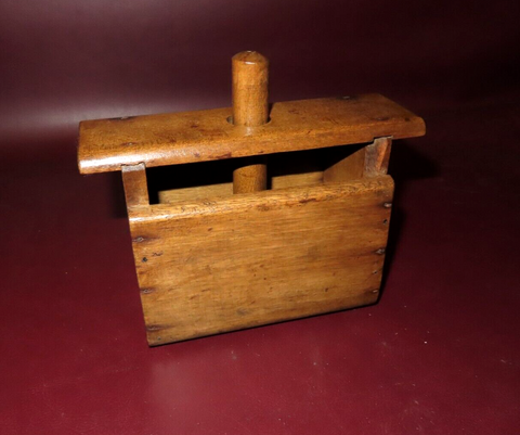 Antique Hand Carved Wooden French Country Butter Mold Press c. 1900