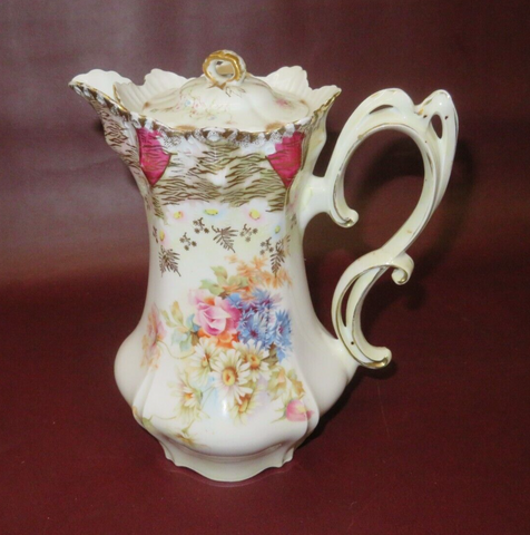 Antique 8" Fine European Style Porcelain Coffee Tea Pot w/ Haviland Limoges Lid