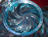 2000 Fenton 95th Anniversary 8.5" Luster Aqua Blue Wavy Swirl Art Glass Bowl