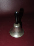 Antique 5" Long Nickel Plated School House Dinner Call Bell w/ Black Handle