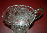 Antique 8" Tall Ornate Clear Cut Glass Water Pitched w/ Sawtooth Lip c. 1900