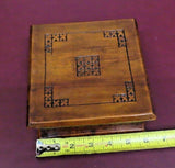 Antique 6x6" Small Hand Carved Square Lidded Wooden Jewelry Trinket Box