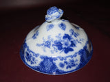 Antique William & Brownfield 11" Flow Blue English Viola Pattern Covered Dish