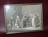 Antique 13x10" Silver Gilt Wood Framed William Hogarth Print - "Lawyer at Work"