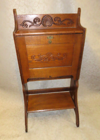 Antique Pressed & Carved Oak Drop Front Folding Leg Travelling Preacher's Desk