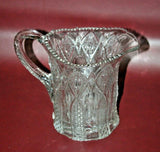 Antique 8" Tall Ornate Clear Cut Glass Water Pitched w/ Sawtooth Lip c. 1900