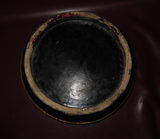 Antique 16" Chinese Black Lacquered Round Wedding Box w/ Hand Painted Gilt Decor
