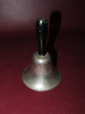 Antique 5" Long Nickel Plated School House Dinner Call Bell w/ Black Handle