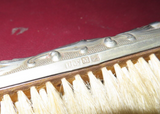 Antique 7.5" Long Ornate Silverplate Clothing Brush - Engraved May to Amos 1906