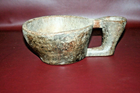 Antique South American Pre-Columbian Style Hand Carved Wooden Double Mortar Bowl