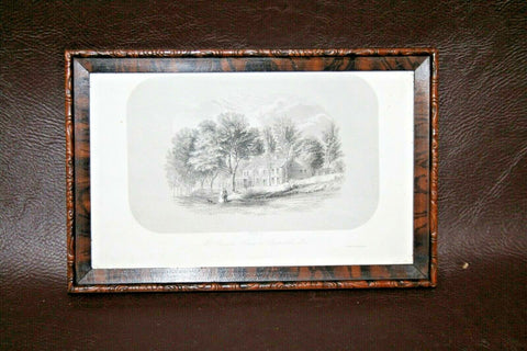 Wood Framed J. Kirk Engraving Print - "Mr. Prescott's House at Pepperell, Mass"