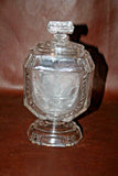 RARE Antique Ornate Early 20th Century Large Etched Glass Cream & Lidded Sugar