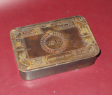 Antique "Christmas 1914" English Bronzed Finish Brass Box Tin