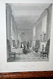 Antique 9x11 Oak Framed Etching Print - "Kensington Palace - The Sussex Library"