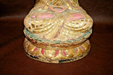 Antique 18" Tall Chinese Hand Painted Gilt & Carved Wooden Buddha Idol Statue
