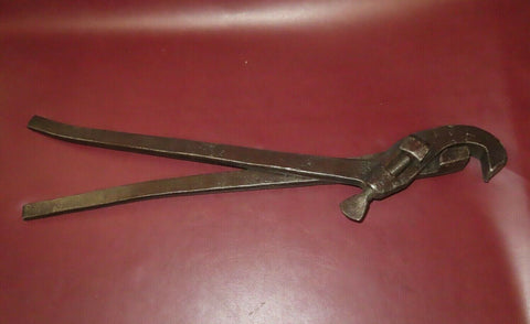 Antique 26" Long Unusual Large Cast Iron Adjustable Wrench Farm Tool