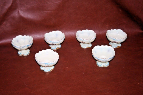 Set of 6 Very Fancy Antique Custard Glass Dessert Sherbet Bowl Compotes c.1890