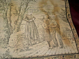 Antique 38x28" Unframed French Country Scene Tapestry - As-Is - Stained & Worn