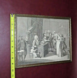Antique 13x10" Silver Gilt Wood Framed William Hogarth Print - "Lawyer at Work"