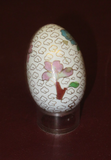 Vintage Asian Style 2" Cloisonne Floral Egg w/ Red Rhinestone on Acrylic Stand
