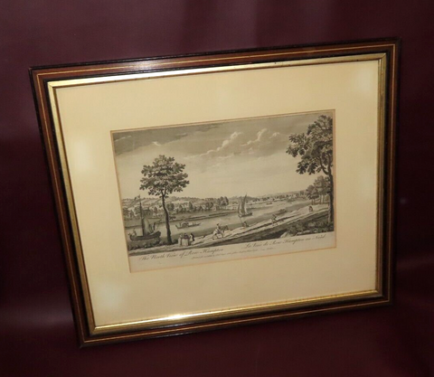 Antique Framed Rob Sayer English Engraving Print "The North View of Row Hampton"