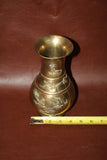 Rare Antique Chinese Style Yellow Bronze Vase w/ Floral, Bird, & Junk Boat Decor