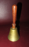 Antique 7" Long Brass School House Dinner Call Bell w/ Walnut Handle c. 1920