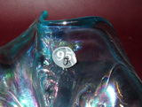 2000 Fenton 95th Anniversary 8.5" Luster Aqua Blue Wavy Swirl Art Glass Bowl