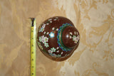 Very Fine Antique Japanese 6" Lidded Burgundy Plum Floral Cloisonne Ginger Jar