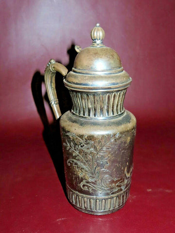 Antique Rogers & Bros Triple Plate Hard White Metal Flip-Lid Syrup Pitcher #187
