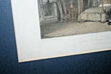 Wood Framed J Lewis Engraving Print - "Queen Mary's Bed Chamber" by G Cattermole