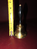 Antique 6.5" Long Brass School House Dinner Call Bell w/ Black Lacquered Handle
