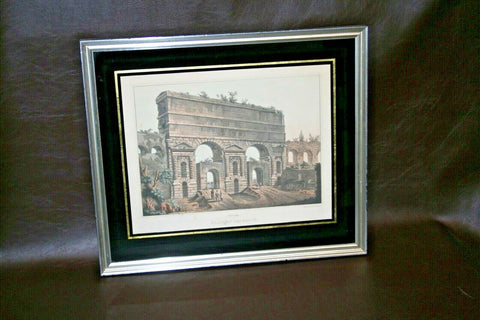 Vintage Wood Framed Matthew Dubourg Engraving Print No. 23 - "Claudian Aqueduct"