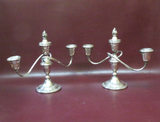 Vintage Pair Gorham Silver Electroplate YC3000 3-Branch Candelabra Candlesticks