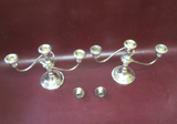 Vintage Pair Gorham Silver Electroplate YC3000 3-Branch Candelabra Candlesticks