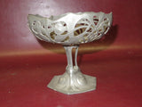 Antique Art Nouveau 6" German OSIRIS Pierced Pewter Pedestal Compote Dish #587-2