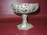 Antique Art Nouveau 6" German OSIRIS Pierced Pewter Pedestal Compote Dish #587-2