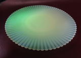 Vintage 30s Monax MacBeth-Evans White Vaseline Uranium Glass Petal-Ware Platter