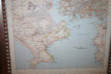 Vintage 1960 27" Framed Ordinance Survey Map - Plymouth Sound - English Channel