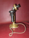 Antique Western Electric Brass Candlestick Telephone & Ringer Box - Pats 1904-15