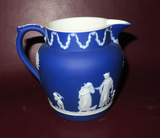 Vintage 5" Tall Wedgwood Vibrant Cobalt Blue Jasperware Pitcher No. 36 - England