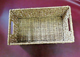 Vintage Style Rectangular Double-Handled Woven Rope Basket w/ Flip-Up Bottom