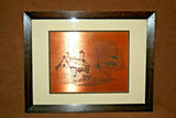 Vintage Les Barnett 1976 Signed Farm Scene Copper Etching in 22x18" Wood Frame