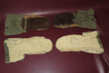 Vintage Pair WWII Era Military Fur Canvas Leather Arctic Mittens w/ Wool Liners