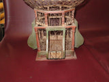 Antique Classic 34" Tall Lg Round Wire & Wooden Hanging Bird Cage w/ Swing Perch