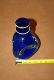 Vintage Cobalt Blue Art Glass Decanter & Stopper - Hand Painted w/ Soldier Boy